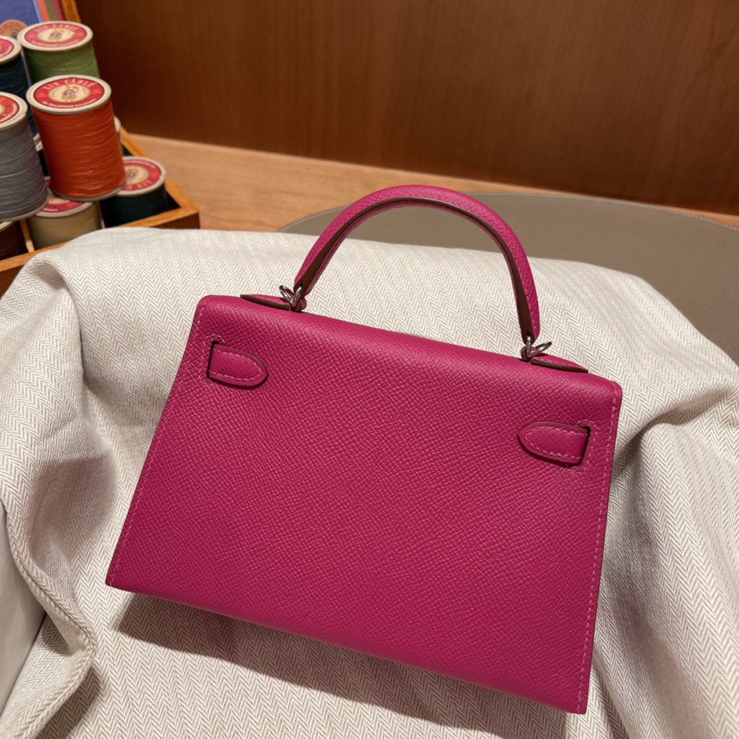 에르메스 미니 켈리백19 립스틱 은장 앱송